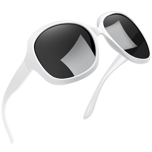 Joopin Oversized White Sunglasses, Trendy Large Womens Sun Glasses Polarized UV Protection, Ladies Big Sunnies Shades for Sensitive Eyes - Image 1