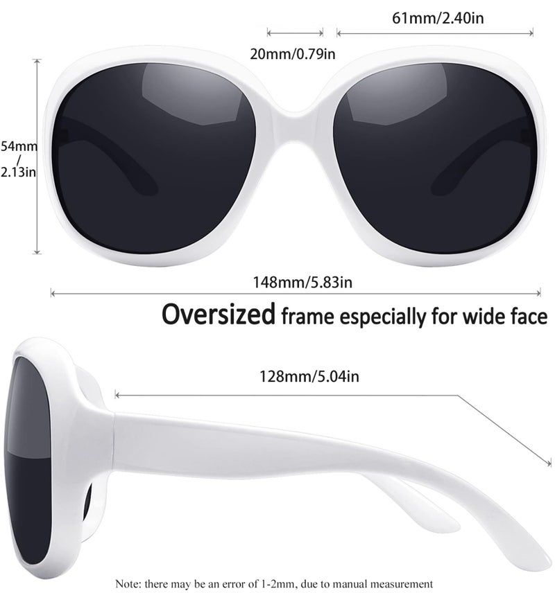 Joopin Oversized White Sunglasses, Trendy Large Womens Sun Glasses Polarized UV Protection, Ladies Big Sunnies Shades for Sensitive Eyes - Image 4
