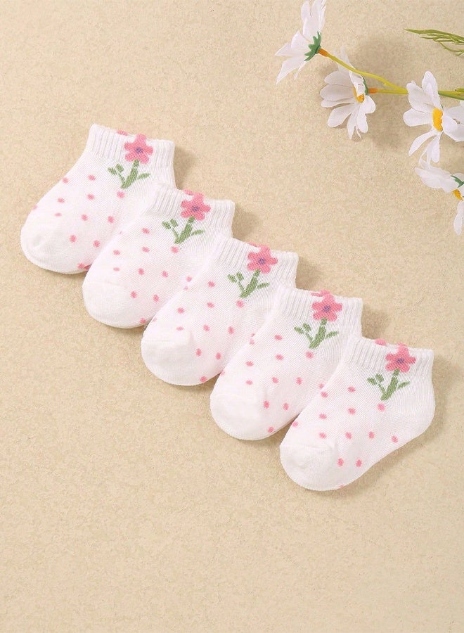 6 PCS Baby Floral Mesh Ankle Socks, Soft Cotton Breathable Short Socks for Summer, Baby Shower Gift - Image 5