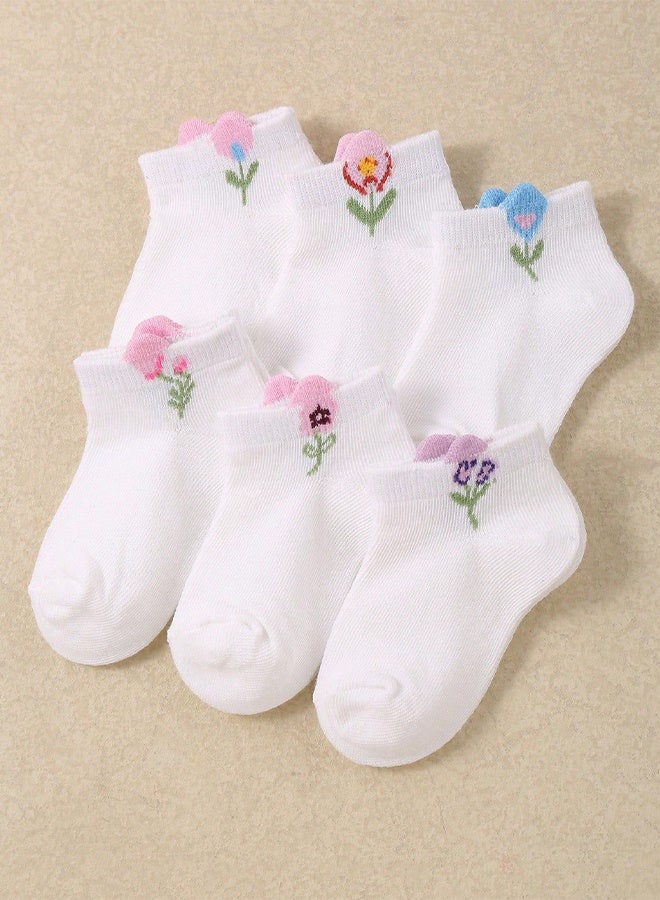6 PCS Baby Floral Mesh Ankle Socks, Soft Cotton Breathable Short Socks for Summer, Baby Shower Gift - Image 2