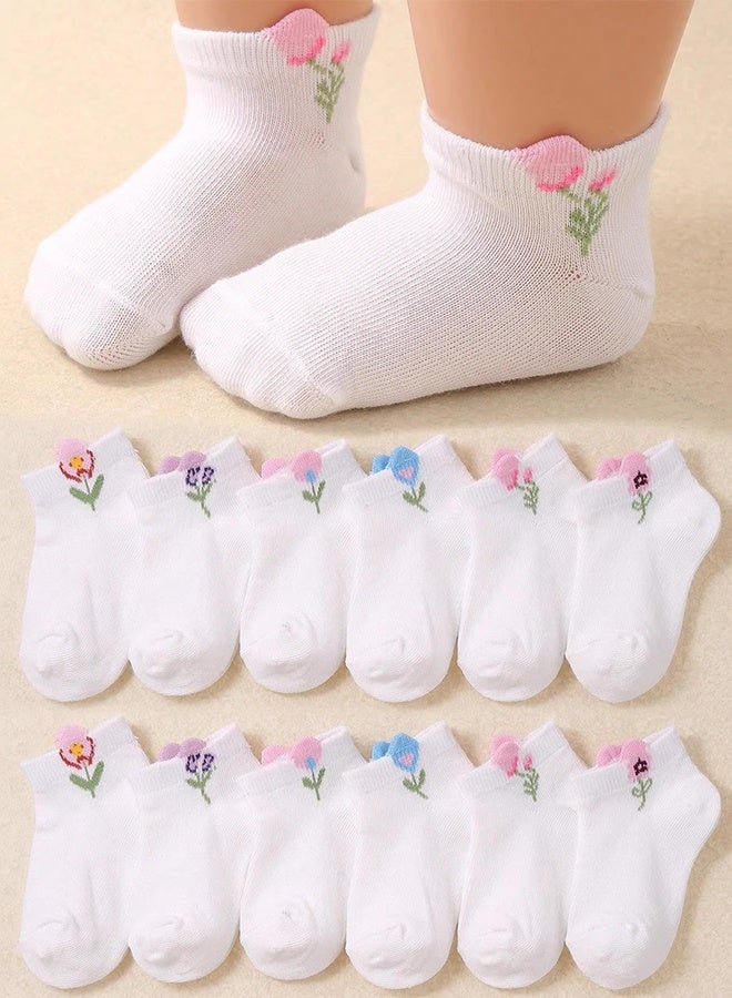 6 PCS Baby Floral Mesh Ankle Socks, Soft Cotton Breathable Short Socks for Summer, Baby Shower Gift - Image 1