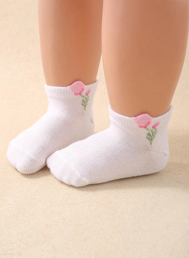 6 PCS Baby Floral Mesh Ankle Socks, Soft Cotton Breathable Short Socks for Summer, Baby Shower Gift - Image 3