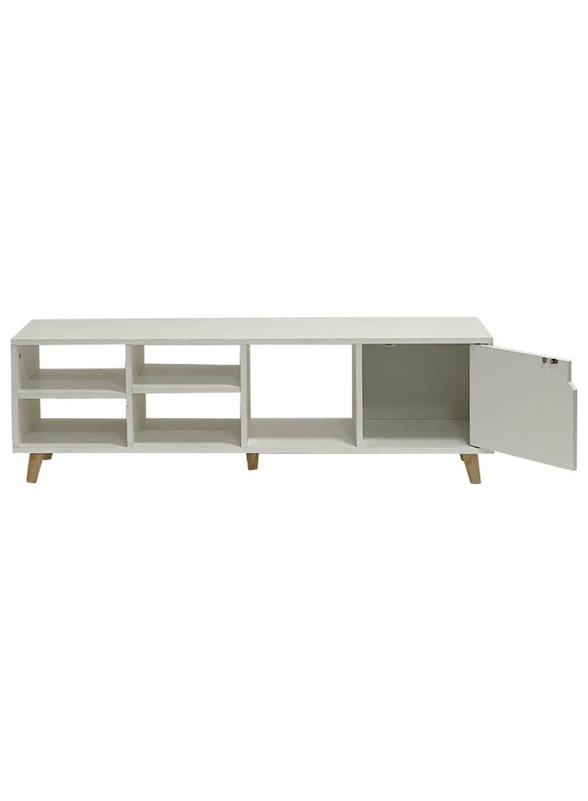 بست وان وحدة تلفاز عصرية وأنيقة للحفاظ على غرفة المعيشة منظمة وراقية 120x38x30 سم MDF أبيض - Image 2