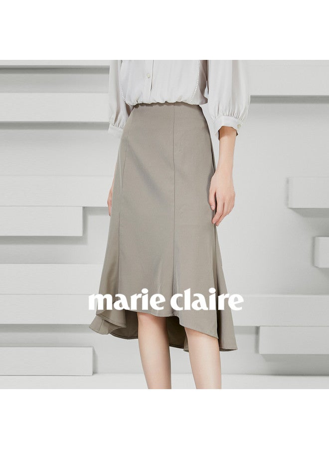 Marie Claire Elegant Midi Skirt For Women, Autumn And Spring Lightweight Luxury Mid-length Skirt, Casual High-waisted A-line Skirt - Image 2