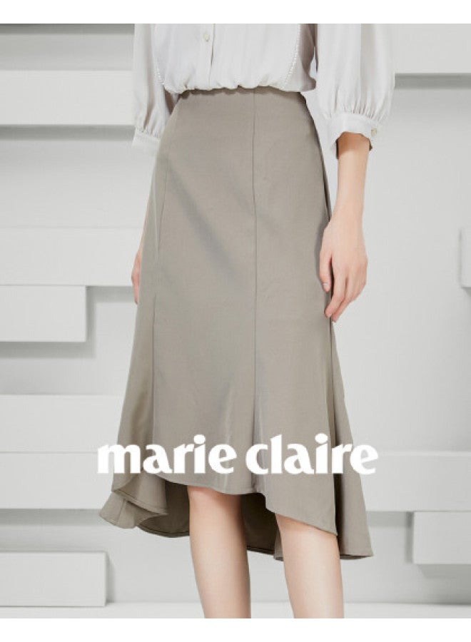 Marie Claire Elegant Midi Skirt For Women, Autumn And Spring Lightweight Luxury Mid-length Skirt, Casual High-waisted A-line Skirt - Image 1