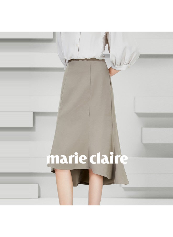 Marie Claire Elegant Midi Skirt For Women, Autumn And Spring Lightweight Luxury Mid-length Skirt, Casual High-waisted A-line Skirt - Image 3
