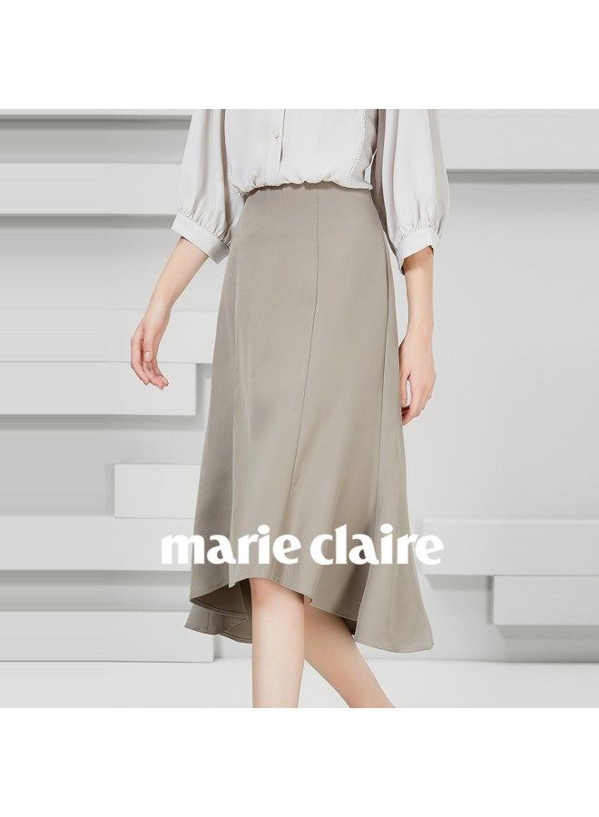 Marie Claire Elegant Midi Skirt For Women, Autumn And Spring Lightweight Luxury Mid-length Skirt, Casual High-waisted A-line Skirt - Image 5