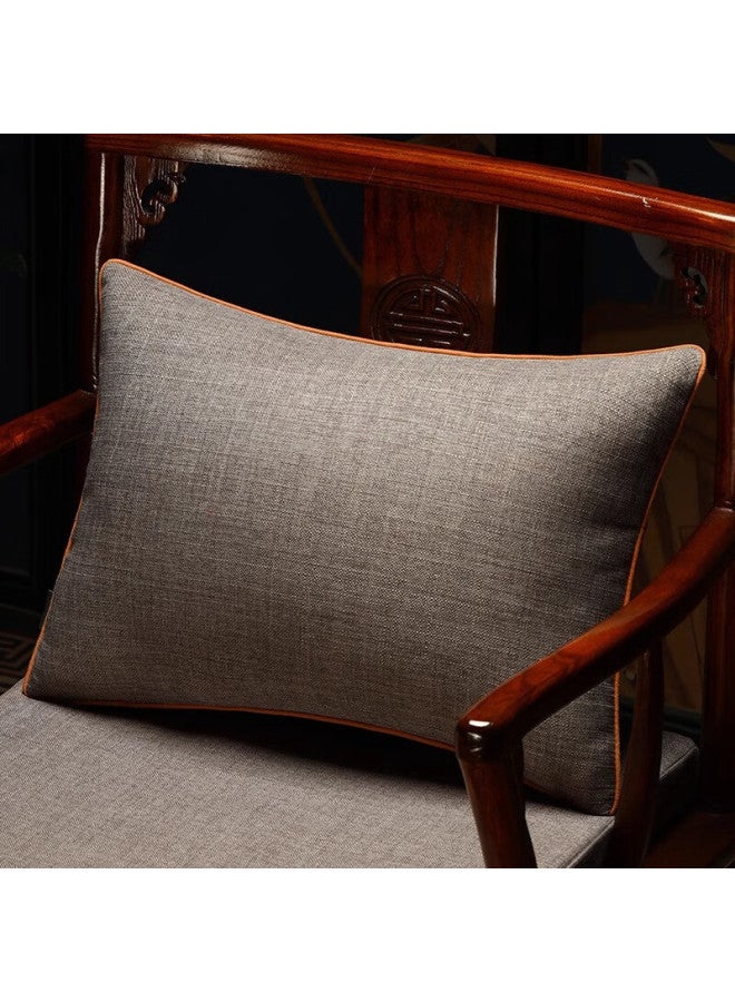 Huamanshengting Lumbar Pillow With Core, Chinese-style Throw Pillow, Sofa Backrest Cushion, Car Lumbar Support Pad, Solid Color Gray, 35*50cm - Image 1