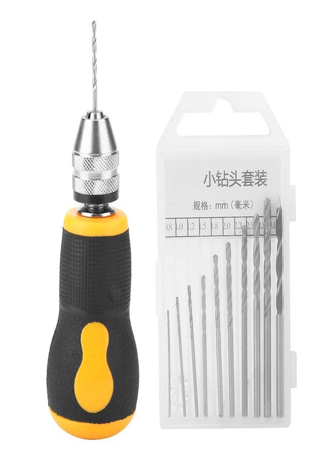 Salmue Micro Mini Hand Drill Tool, Portable Tool Set Small Hand Drill & 10 pcs Twist Drill Bits 0.8-3.0mm Precision Pin Vise Woodworking Hand Drill for Model Jewelry Walnut Amber Beeswax - Image 1