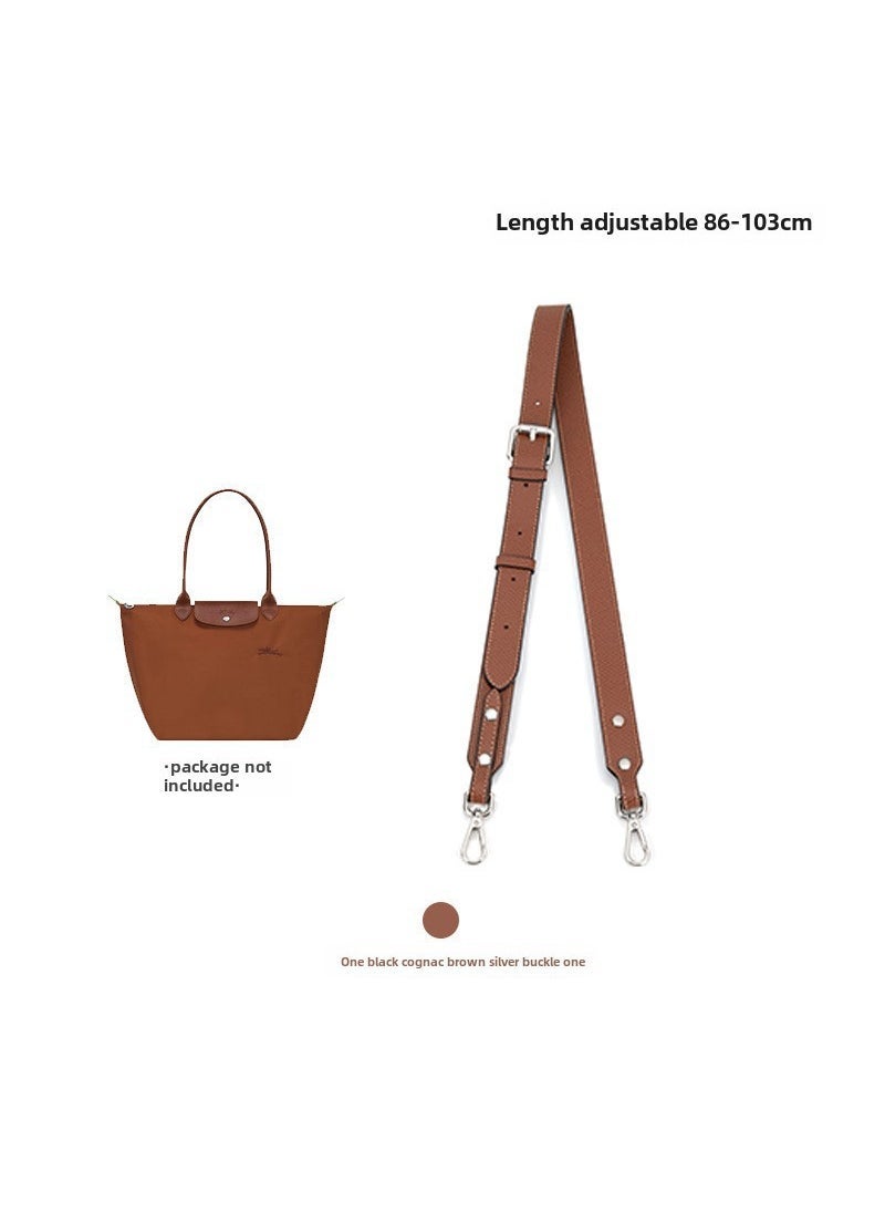 Generic 1 x 5 pcs Longquan Leather Mini Bag Strap Cognac Brown silver buckle [width] adjustable leather shoulder strap 