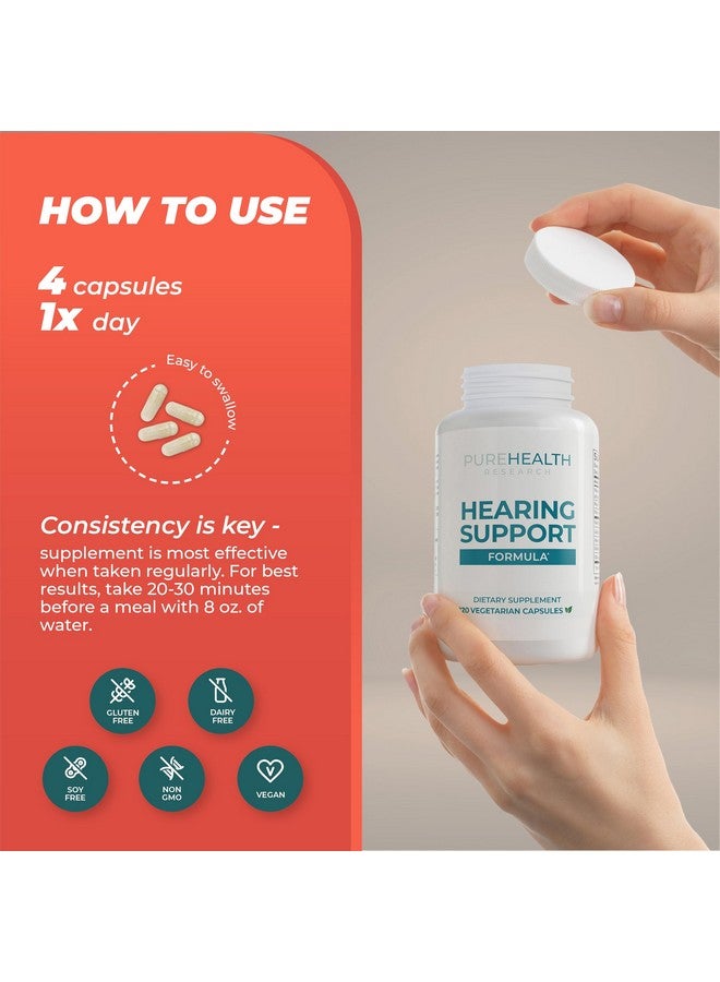 PureHealth Research PUREHEALTH RESEARCH Hearing Support Formula - Tinnitus Supplement with Flavonoids & Hearing Vitamins to Help Silence The Noise, Safely and Naturally - Ear Tinnitus Relief for Ringing Ears, 1 Bottle  - Image 5
