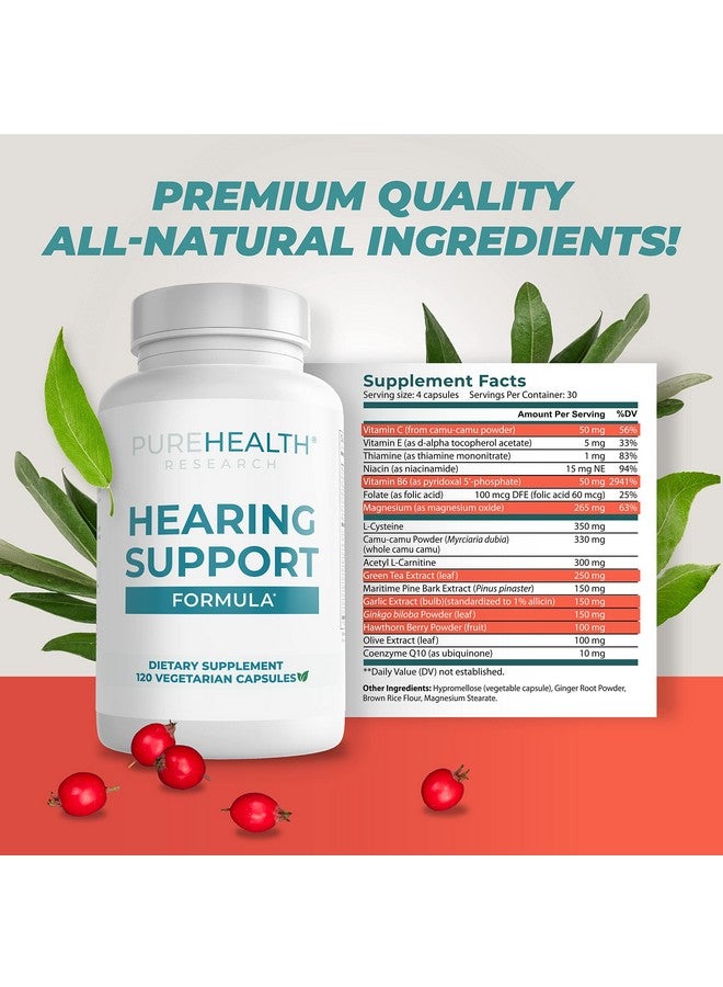 PureHealth Research PUREHEALTH RESEARCH Hearing Support Formula - Tinnitus Supplement with Flavonoids & Hearing Vitamins to Help Silence The Noise, Safely and Naturally - Ear Tinnitus Relief for Ringing Ears, 1 Bottle  - Image 3