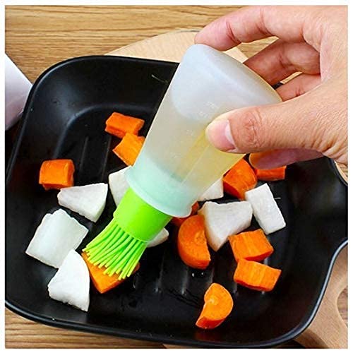 DRB DRBS Silicon Oil Bottle Brush with Cap Dispenser for Kitchen Multicolor Pack of 1