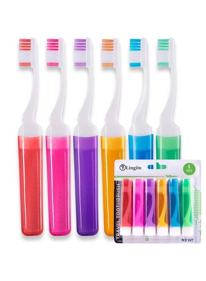 Lingito Travel Toothbrushes, Mini Toothbrush with Toothbrush Cover, Camping Toothbrush, Travel Size Toothbrush with Toothbrush Case Portable Toothbrush, Adults Travel Toothbrush Kit (6 Pack) - Image 1