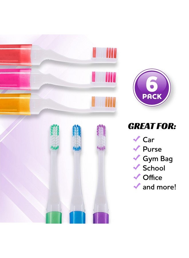 Lingito Travel Toothbrushes, Mini Toothbrush with Toothbrush Cover, Camping Toothbrush, Travel Size Toothbrush with Toothbrush Case Portable Toothbrush, Adults Travel Toothbrush Kit (6 Pack) - Image 5