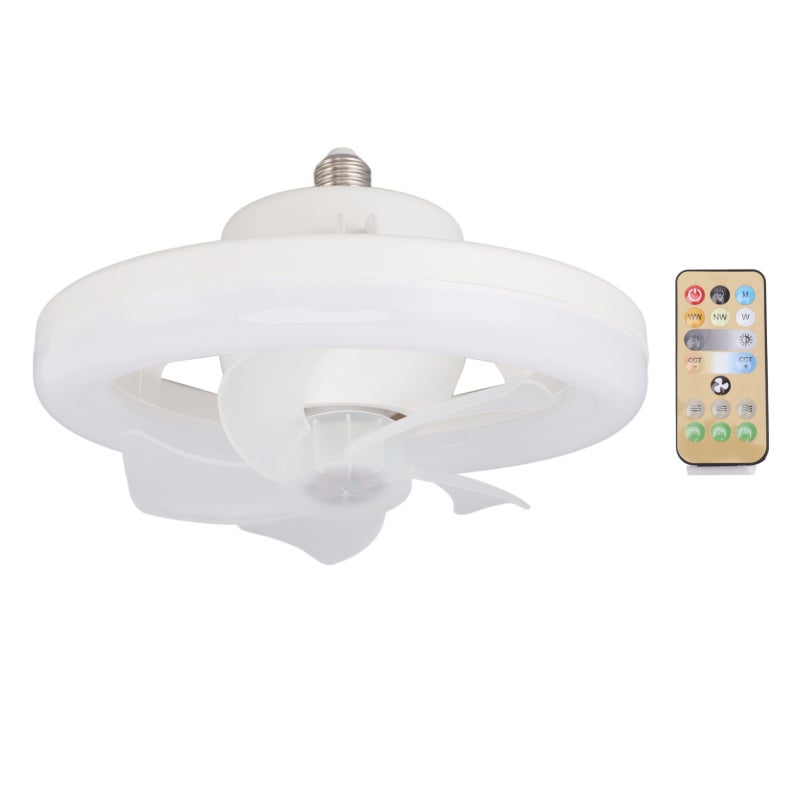 Ceiling Fan Light: 10.2In Diameter, 3 Light Modes 3 Speeds - 360° Rotating Head Timing Memory Function, Dimmable Fan Light Combo for Home Bedrooms Offices Nurseries - Image 1