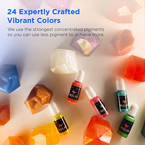 Rolio Pigments Resin Liquid Pigment Pearlescent Colors - 24 Vibrant Colors for Epoxy Resin, Jewelry Making, Crafts Decorations, Garment Accessories, Painting, DIY Art - 0.33 oz/10 ml Each - Image 2
