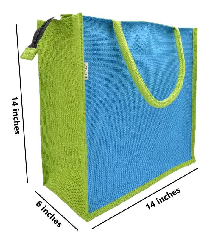 JUTEKA Unisex-Adult Multicolor, Eco Friendly, Multipurpose Jute Tote Bag with Zipper Closure - Image 4