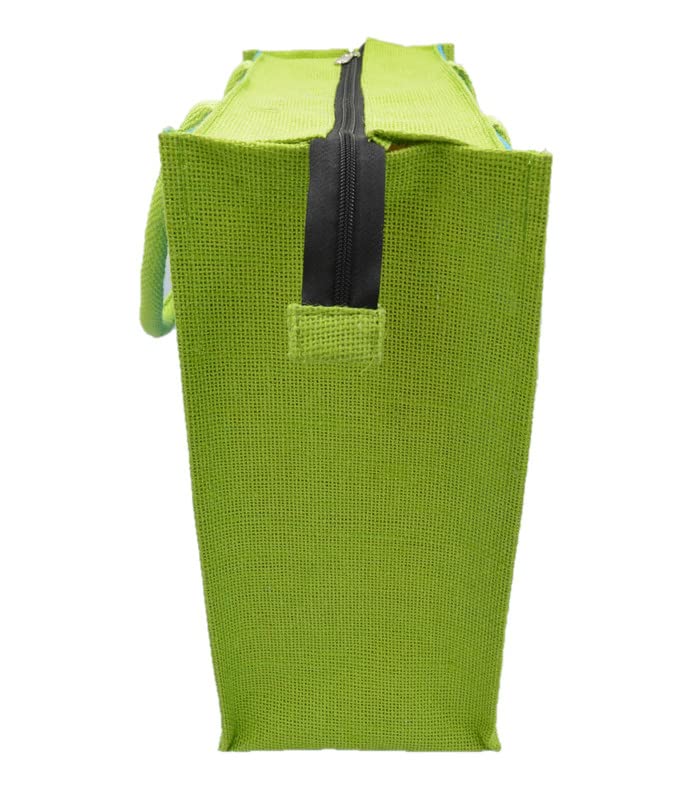 JUTEKA Unisex-Adult Multicolor, Eco Friendly, Multipurpose Jute Tote Bag with Zipper Closure - Image 3