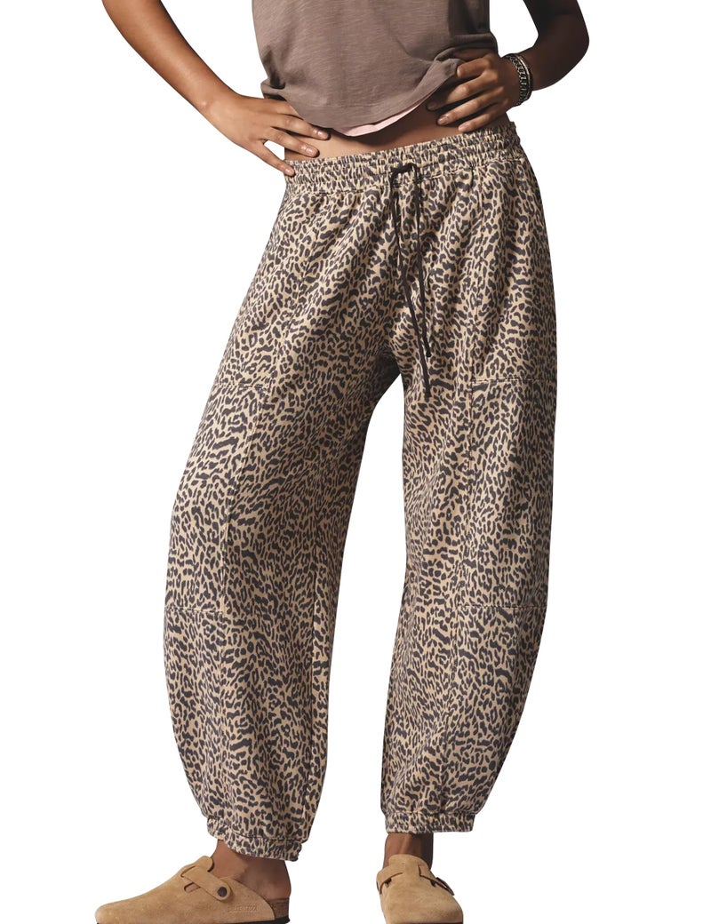 Sujama Leopard Pants Women Cheetah Print Pants 2026 Casual Baggy Barrel Sweatpants with Pockets - Image 1