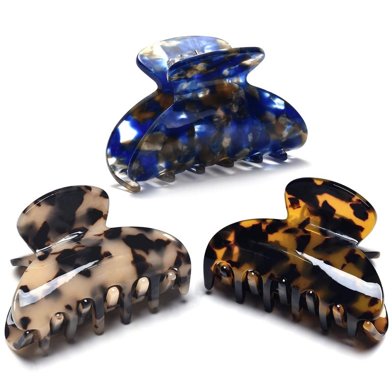 Fsmiling 3 Packs Women Medium Hair Clips Tortoise Claw Clips Celluloid Jaw Clips Leopard Print Hair Clamps Fashion Hair Accessories - Image 1