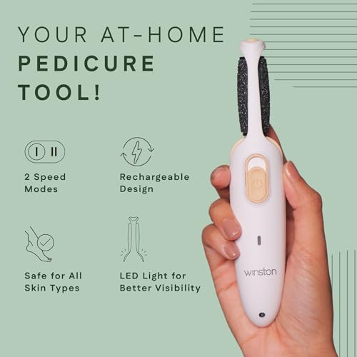 Winston Electric Callus Remover for Feet | 120 Min Runtime, Fast Charging | Rechargeable Foot File | 2 Speed Pedicure Tool for Hard Skin, Cracked Heels & Dead Skin Remover | 1 Year Warranty - Image 3