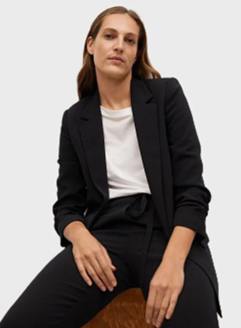 MANGO Ruched Sleeve Blazer