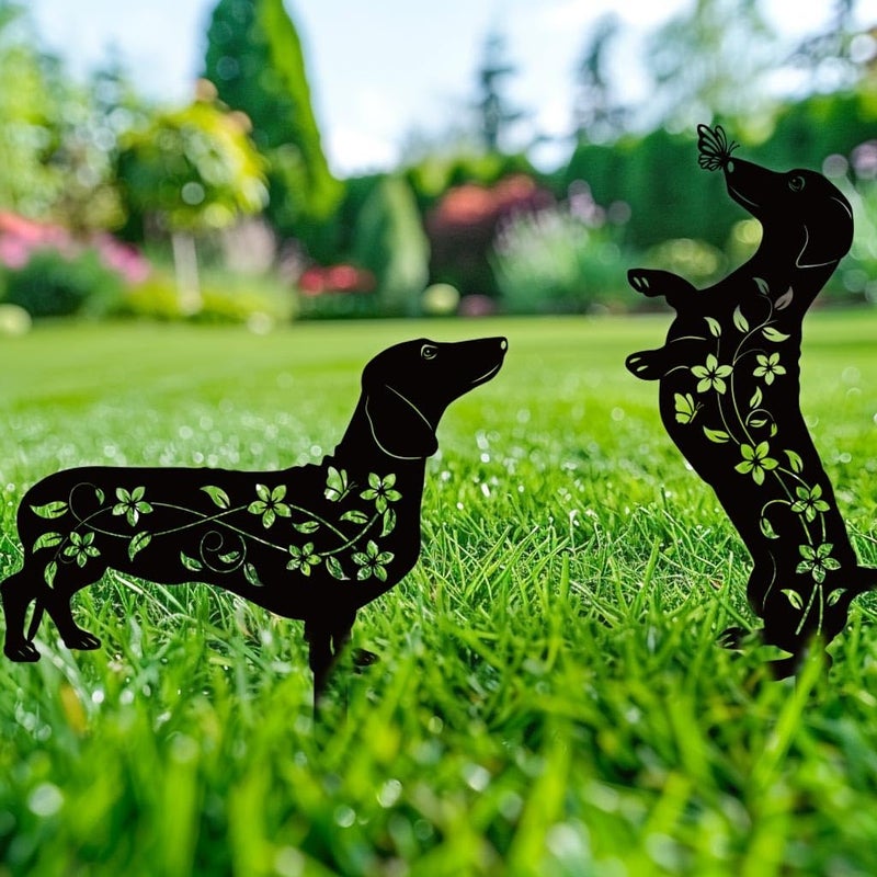 Doesen Dog Garden Decor for Outside, Dachshund Gifts for Dog Lovers, Rust Proof Metal Black Silhouette Decorative Garden Stakes for Yard, Patio, Lawn Decorations, Dachshund Outdoor Decor Yard Art - Image 5