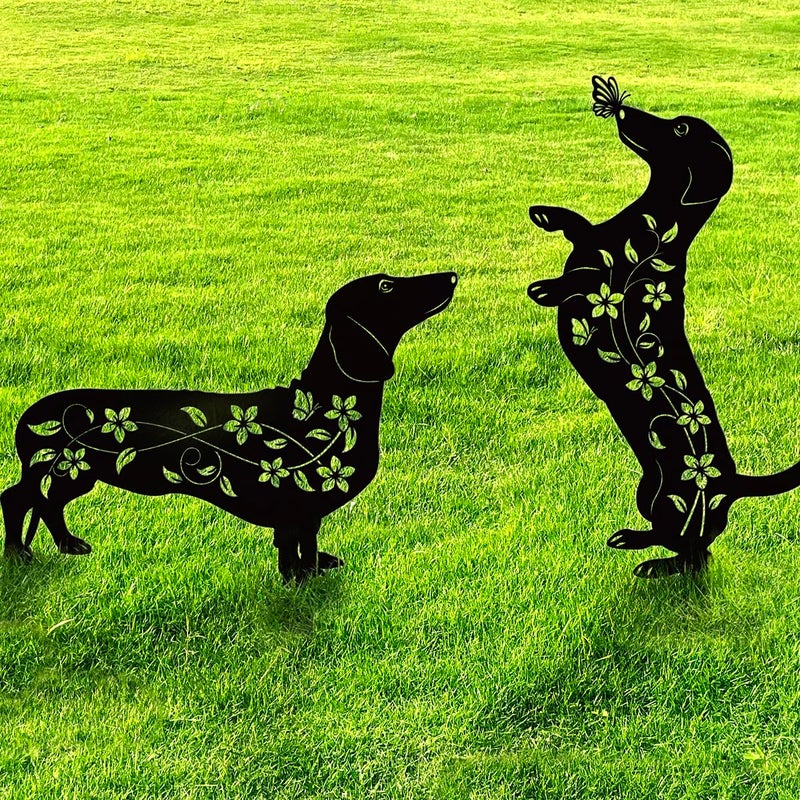 Doesen Dog Garden Decor for Outside, Dachshund Gifts for Dog Lovers, Rust Proof Metal Black Silhouette Decorative Garden Stakes for Yard, Patio, Lawn Decorations, Dachshund Outdoor Decor Yard Art - Image 1