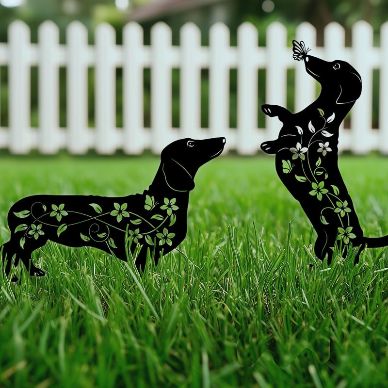 Doesen Dog Garden Decor for Outside, Dachshund Gifts for Dog Lovers, Rust Proof Metal Black Silhouette Decorative Garden Stakes for Yard, Patio, Lawn Decorations, Dachshund Outdoor Decor Yard Art - Image 3