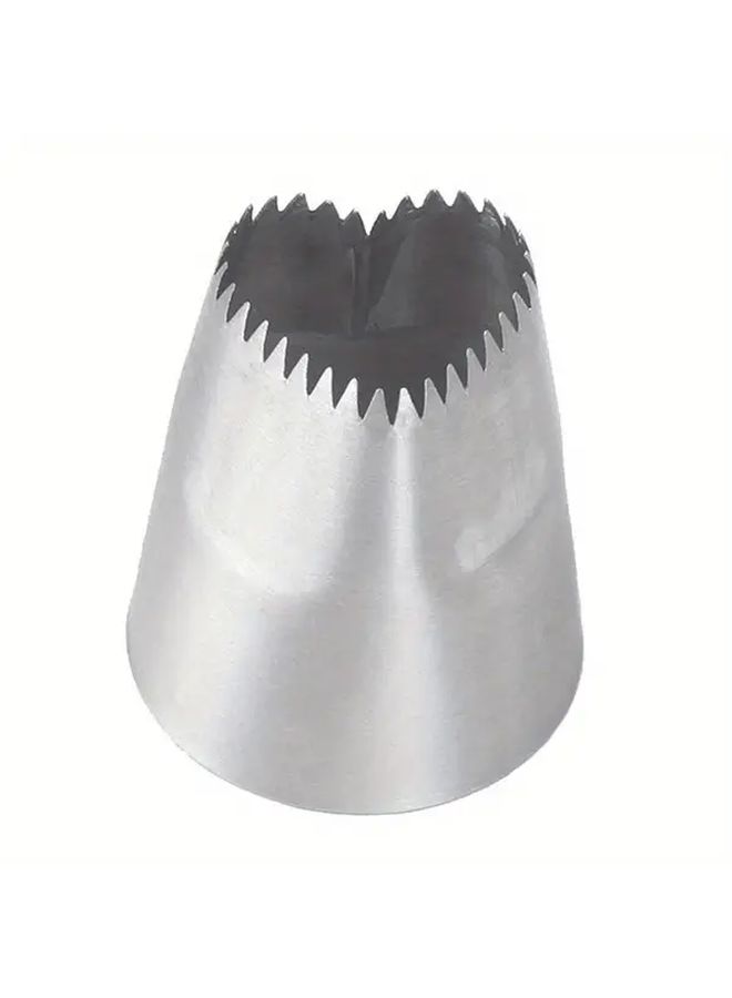 طرف صنبور الفولاذ المقاوم للصدأ على شكل قلب مسنن للزينة، قطعة واحدة لتزيين الكعك والخبز - Image 1