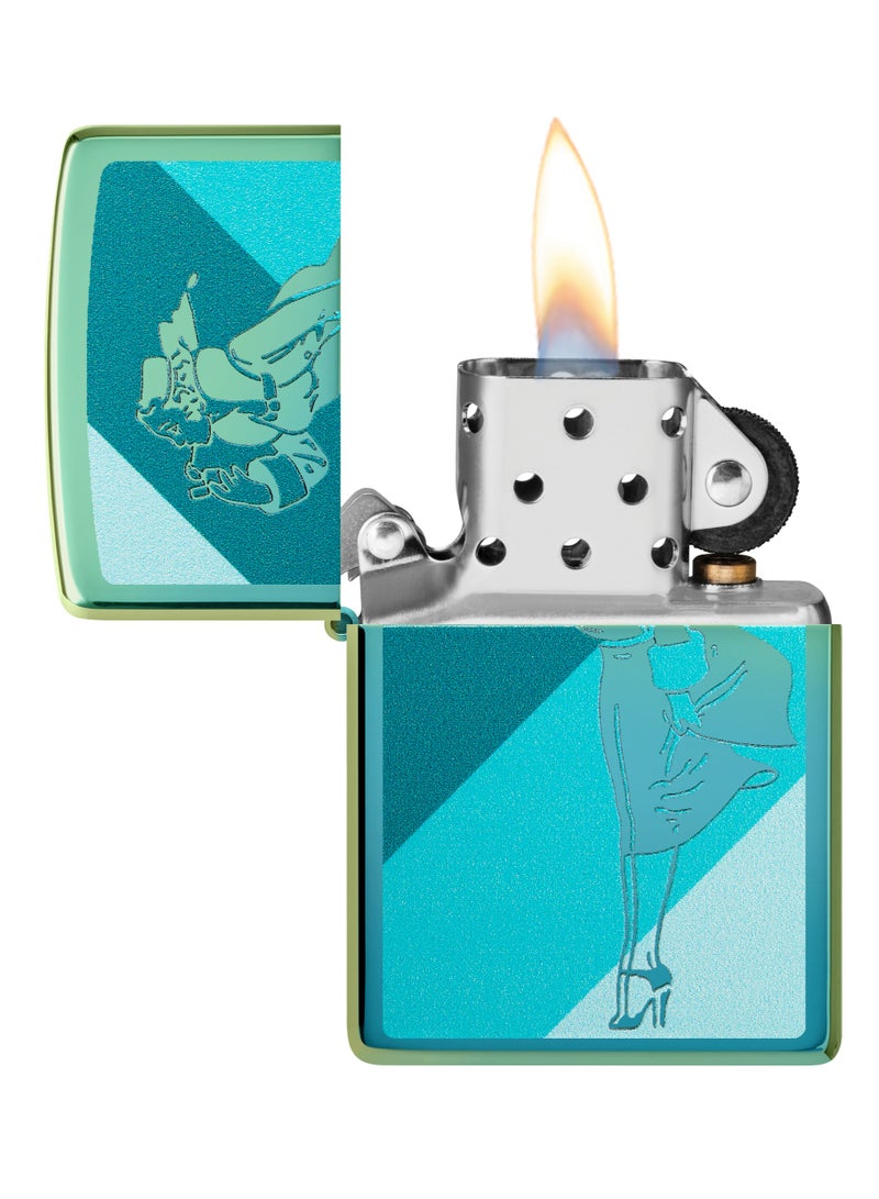 Zippo 48457 49191 Teal Windy Design High Polish Teal Windproof Lighter - Image 3