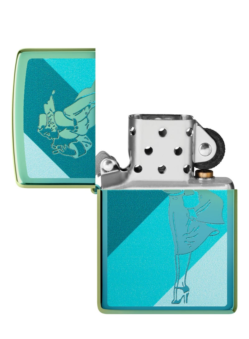 Zippo 48457 49191 Teal Windy Design High Polish Teal Windproof Lighter - Image 4