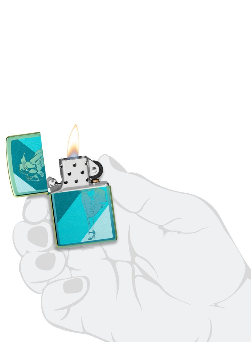 Zippo 48457 49191 Teal Windy Design High Polish Teal Windproof Lighter - Image 5