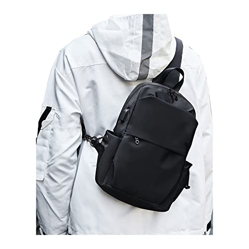 SEAFEW Large Black Sling Bag for Men and Women Sport Crossbody Backpack for Pickleball Tennis Racketball - Image 1