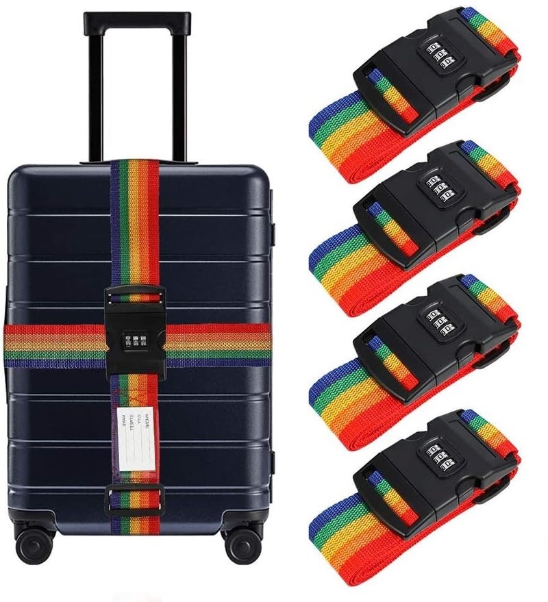 Dayalu Pack of 4 Luggage Strap | Luggage Belt for Suitcase & Trolley Bags | Travel Belt with TSA Passlock Quick Release Adjustable Buckle for Suitcase | Rainbow - Image 1