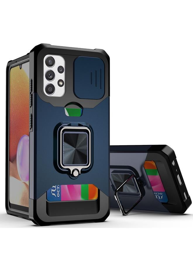 S-TOP Case For Samsung Galaxy A32 4G Sliding Camera Cover Design PC + TPU Shockproof Case with Ring Holder & Card Slot - Image 1