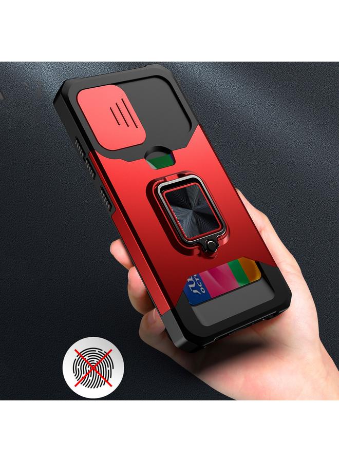 S-TOP Case For Samsung Galaxy A32 4G Sliding Camera Cover Design PC + TPU Shockproof Case with Ring Holder & Card Slot - Image 3