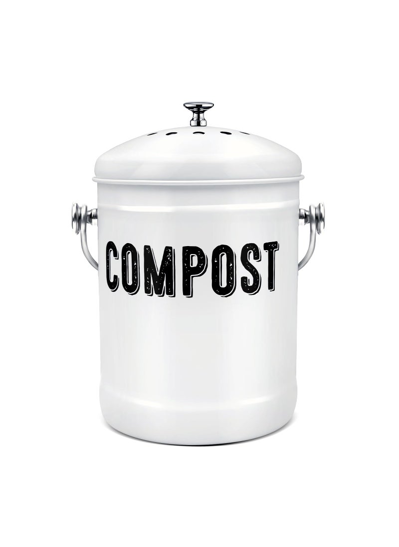 ENLOY ENLOY Compost Bin Kitchen Countertop Compost Bin with Lid Use for Kitchen Food Waste Powder Coated Rust Proof Odorless Compost Bucket 13 Gallon White 