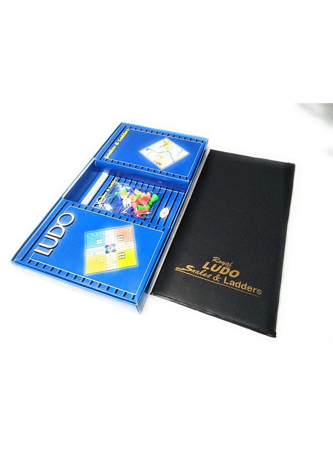 Ekta - EKTA Ludo, Snakes & Ladders Best Size Laminated Hard Board Family Entertainer (Blue), Little Kid - Image 1