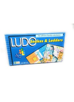 EKTA Ludo, Snakes & Ladders Best Size Laminated Hard Board Family Entertainer (Blue), Little Kid
