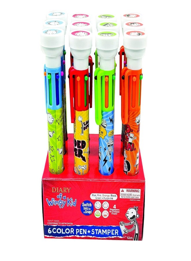 GEDDES Raymond Diary of a Wimpy Kid 6-Color Pens with Stampers - Pack of 12 - Fun and Multifunctional Pens for Kids - Image 4