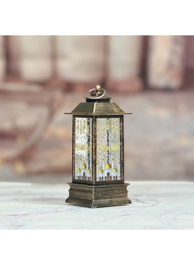 فانوس رمضان مضيء LED بتصميم إسلامي مع صورة مسجد إضاءة طاولة لرمضان ديكور عيد الفطر هدية رمضان للمنزل إضاءة دافئة مع جليتر متحرك زينة للمجالس وغرفة المعيشة وغرفة النوم هدية إسلامية فاخرة زينة رمضان تشغيل فوري يعمل بالبطارية من أكثر منتجات رمضان مبيعاً على نون - Image 1