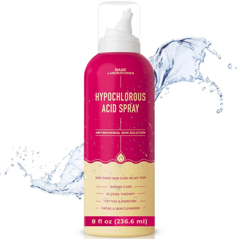 BASE LABORATORIES Hypochlorous Acid Spray for Face  Skin  8 oz  Facial Spray Daily Skin Repair Solution for Sensitive Skin Redness Irritations Eczema Acne Hypochlrous HOCL Molecule Spray
