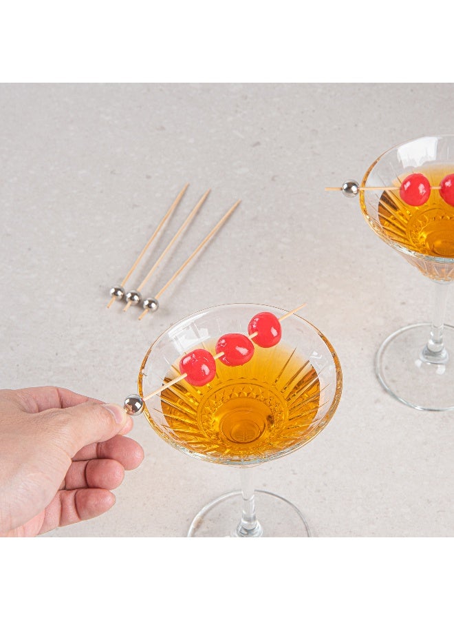 Restaurantware سيخات بامبو كروية بطول 6 بوصات، 1000 سيخ بامبو قوي للتخلص منه - تصميم كروي قوي، سيخات بامبو فضية للتقديم، لتقديم المقبلات وزينة الكوكتيل - Image 5