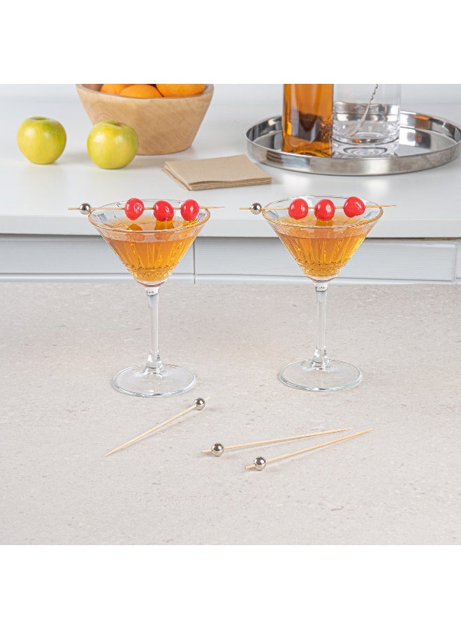 Restaurantware سيخات بامبو كروية بطول 6 بوصات، 1000 سيخ بامبو قوي للتخلص منه - تصميم كروي قوي، سيخات بامبو فضية للتقديم، لتقديم المقبلات وزينة الكوكتيل - Image 4