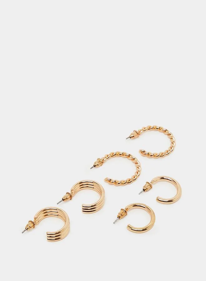 Styli Set of 3 - Textured Hoop Earrings