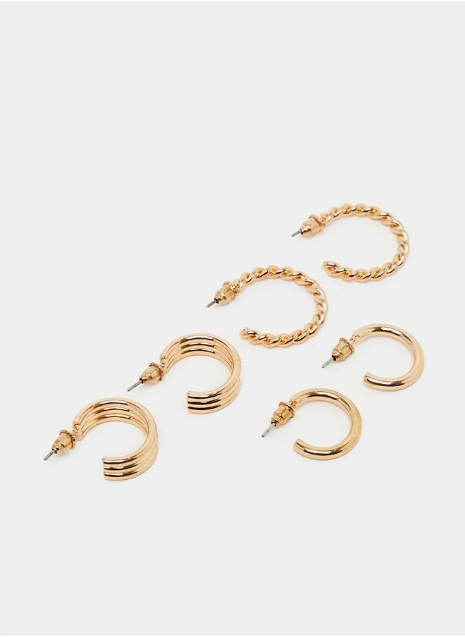 Styli Set of 3 - Textured Hoop Earrings