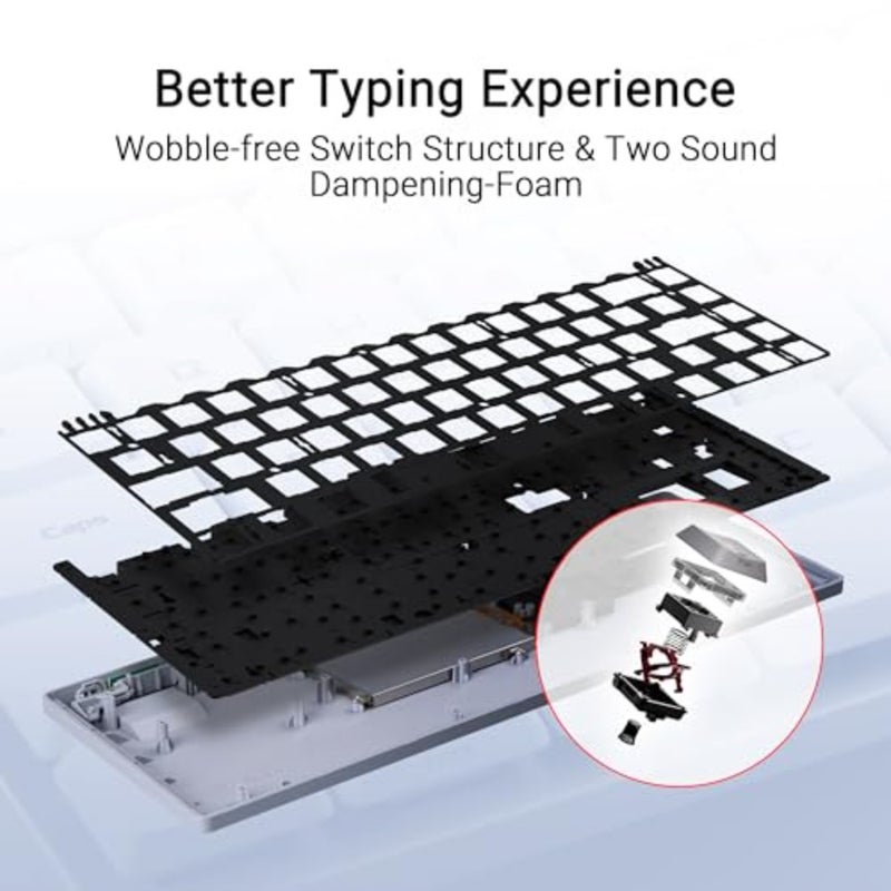 ASUS ROG Falchion RX Low Profile 65% Compact Wireless Gaming Keyboard, Pre-lubed ROG RX Red Low-Profile Optical Switches, Integrated Silicone Dampening Foam, ABS Keycaps, Arabic Layout, White - Image 4