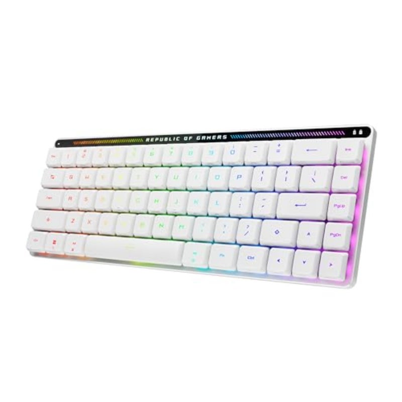 ASUS ROG Falchion RX Low Profile 65% Compact Wireless Gaming Keyboard, Pre-lubed ROG RX Red Low-Profile Optical Switches, Integrated Silicone Dampening Foam, ABS Keycaps, Arabic Layout, White - Image 1